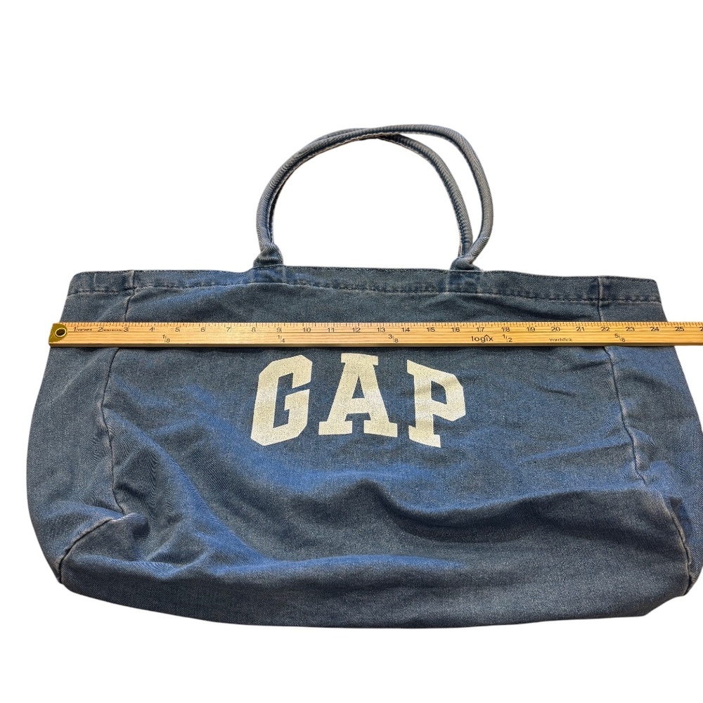 NWT GAP Oversized Denim Tote Bag Blue Logo Shoulder Bag - Picture 8 of 8